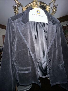 Women’s Black Corduroy Blazer with Trimmed Lapels Willi Smith
